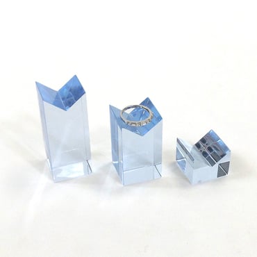 Set of 3 Clear Blue Acrylic Ring Blocks | TJDC
