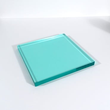 Square Acrylic Presentation Block - Clear Green