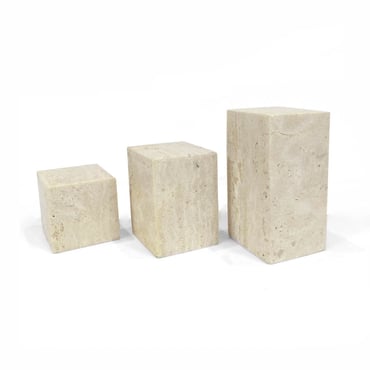Set Of 3 Travertine Display Blocks 