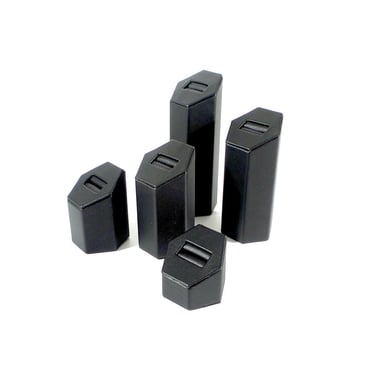 Set of 5 Leatherette Hexagon Ring Stands - Black