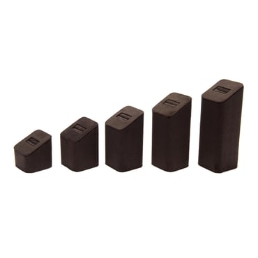 Set of 5 Square Suede Ring Stands - Brown