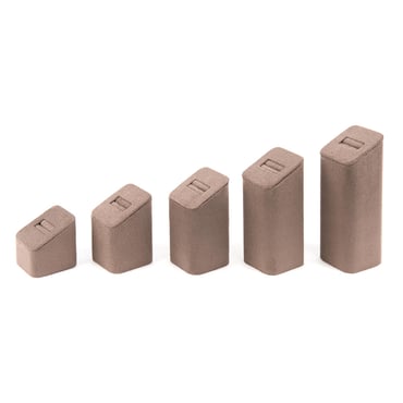 Set of 5 Square Suede Ring Stands - Taupe