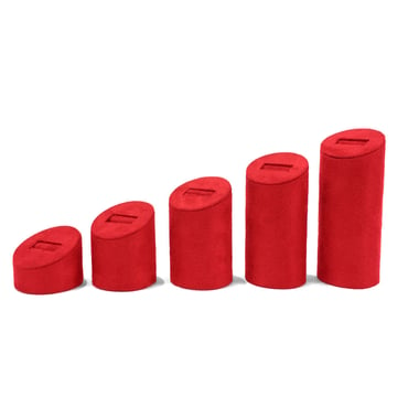 Set Of 5 Red Suede Ring Stands | TJDC