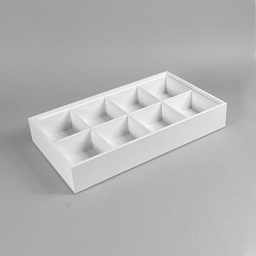 8 Section Leatherette Stackable Tray - White