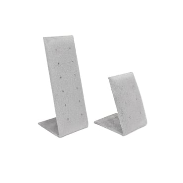 Set Of 2 Suede Earring Stands - Light Grey