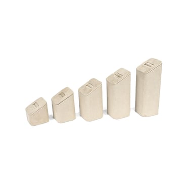Set Of 5 Square Suede Ring Stands - Natural Square Suede