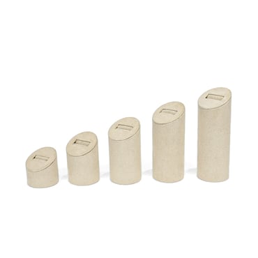 Set Of 5 Round Suede Ring Stands - Natural