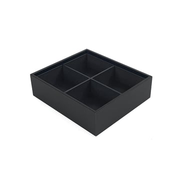 4 Section Stackable Leatherette Tray - Black