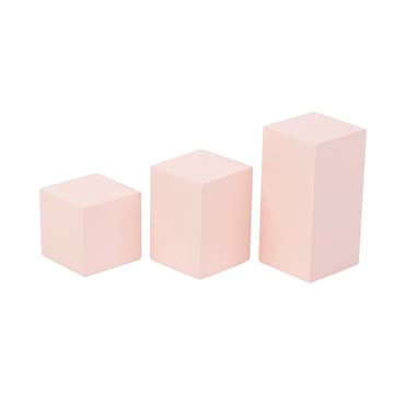 Set of 3 Wooden Display Blocks - Matte Pink