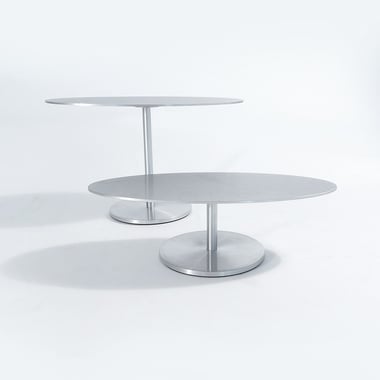 Set of 2 Brushed Chrome Oval Risers