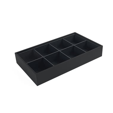 8 Section Leatherette Stackable Tray - Black