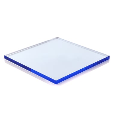 Large Square Acrylic Presentation Block - Clear Blue