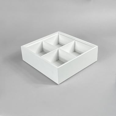 4 Section Stackable Leatherette Tray - White