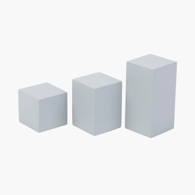 Set of 3 Wooden Display Blocks - Matte Grey