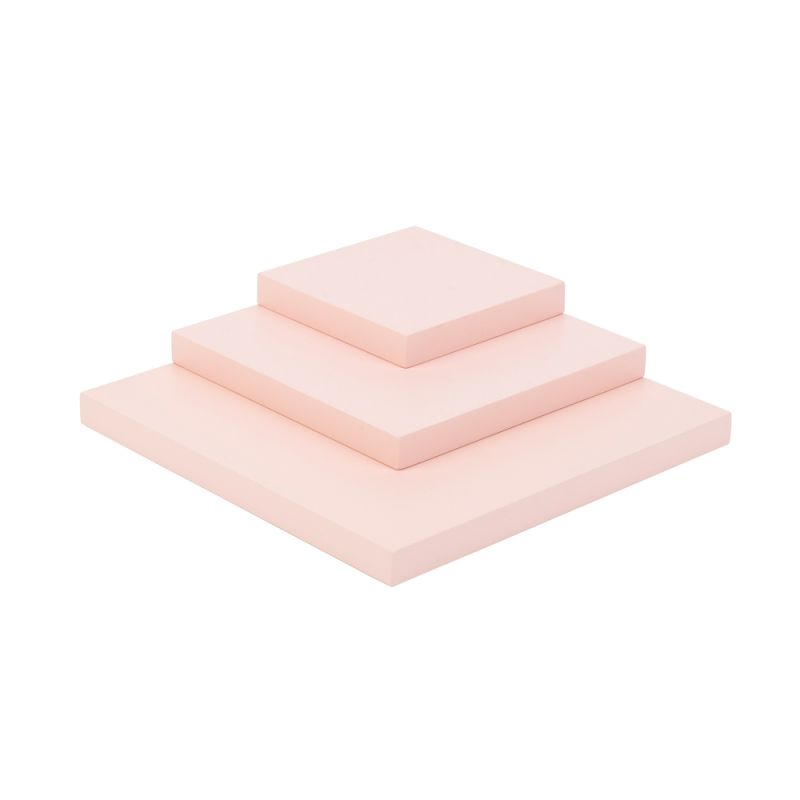 Set of 3 Wooden Display Blocks Matte Pink