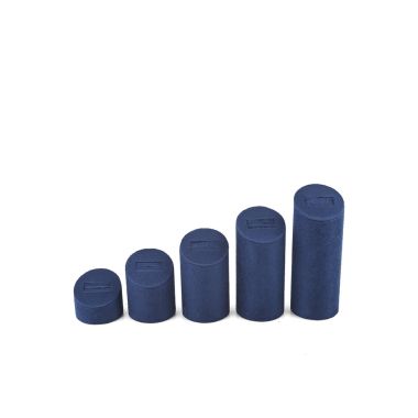 Set Of 5 Round Navy Suede Ring Stands - TJDC