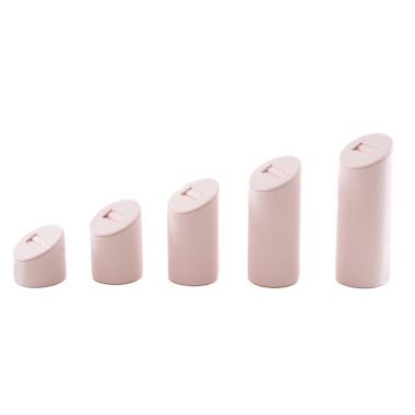 Set of 5 Round Suede Ring Stands - Blush Pink