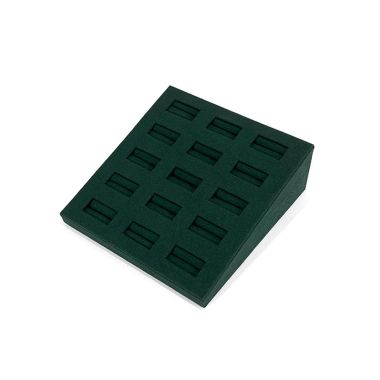 Suede 15 Ring Display Block - Racing Green