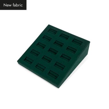 Suede 15 Ring Display Block - Racing Green