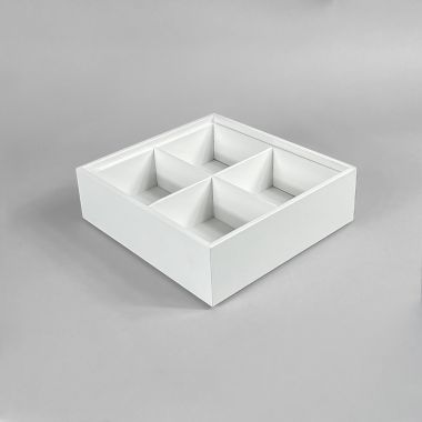 4 Section Leatherette Stackable Tray - White