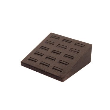 Suede 15 Ring Display Block - Brown