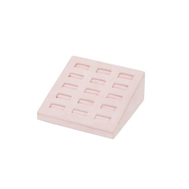 Suede 15 Ring Display Block - Blush Pink