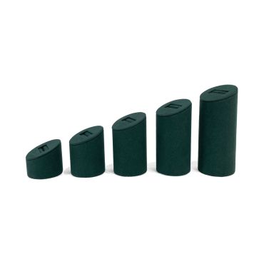 Set Of 5 Round Suede Ring Stands - Racing Green