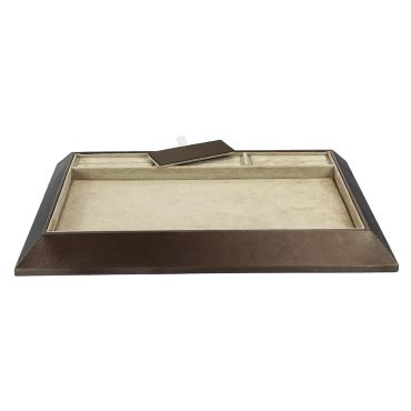 Large Presentation Tray - Natural Suede & Copper